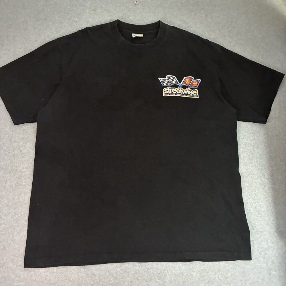 Men’s Streetwise Racing Graphic T Shirt 2X Black Y2K Skate Streetwear Tee